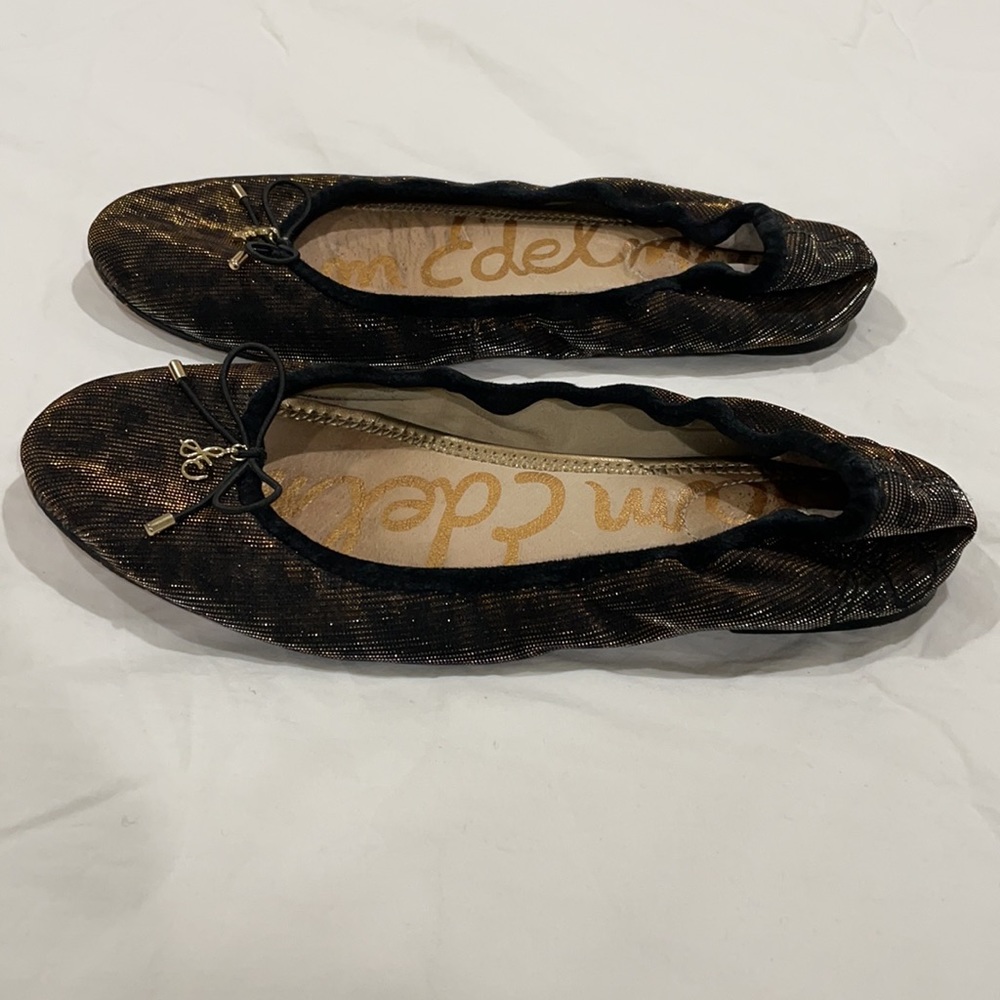 Sam Edelman Felicia shimmer animal print size 7.5 round toe ballet flat with bow
